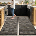 Kitchen Rugs Sets of 2-Non Slip Kitchen Mats for Floor-Thick Stain Resistant Vintage Kitchen Floor Mat Runner Carpet for Hallways Entryway Laundry Room Washable（Black 20"x47"+20"x47"）