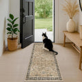 Soft Taupe 2x5 Indoor Entryway Floor Mat, Small Runner Rug for Mudroom Kitchen and Bathroom, Non-Slip Low-Pile Washable Stain Resistant, Vintage Natural Earthy Décor