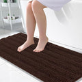 OLANLY Thick Large Bathroom Rugs 50x30, Extra Soft Absorbent Chenille Striped Bath Rugs, Rubber Backing, Machine Wash Dry, Bath Mats for Bathroom Floor, Tub and Shower, Home Decor Accessories, Brown