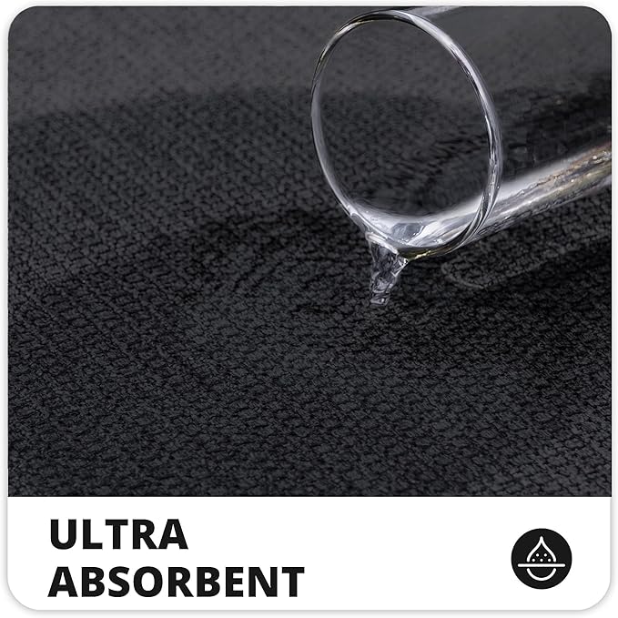 Bosap Toilet Rugs U Shaped Bathroom Rug,Machine Washable Non Slip Quick Dry Super Absorbent Ultra Thin Toilet Mats for Bathroom Toilet.Black,1'8"x2'(20x24inch)