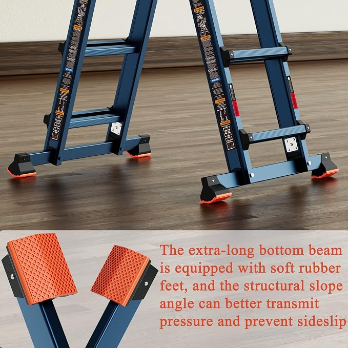 LANBITOU Ladder, A Frame 5 Step Ladder Extension, 17 Ft Anti-Slip Multi Position Ladder, Storage Folding Ladder, 330 lbs Security Load Telescoping Aluminum Ladders for Stairs Home Indoor Outdoor Roof