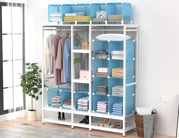 HOMIDEC Closet Organizers and Storage, 9 Cube Storage Organizer, Portable Closet Organizer Storage Cubes Shelves, Blue