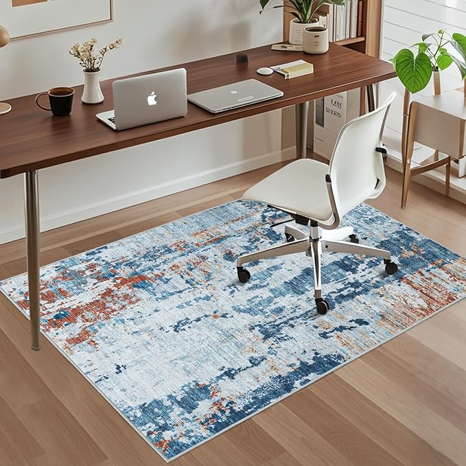 Office Chair Mat for Hardwood Floor, 48"x36" Easy Glide Computer Chair Mat Protector for Rolling Chair Under Desk Rug Nonslip Backing, Machine Wash