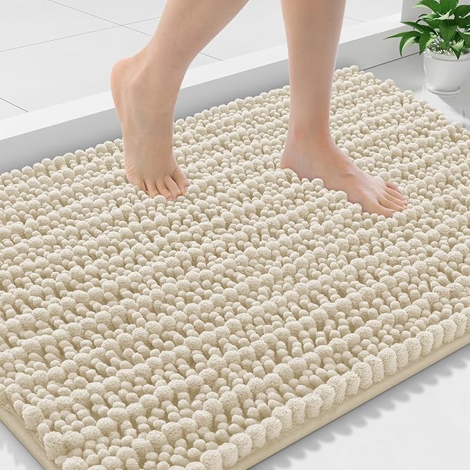 Smiry Bathroom Rugs Mat 59x24, Extra Soft Absorbent Chenille Bath Rugs, Non Slip Rubber Backing Machine Washable Quick Dry Bath Mats for Bathroom Floor, Tub, Shower, Home Decor Accessories, Sand