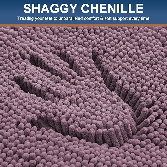Smiry Luxury Chenille Toilet Rugs U-Shaped 24x20, Soft Absorbent Non-Slip Contour Bathroom Rugs for Toilet, Machine Washable Contoured Bath Mats, Deep Plum
