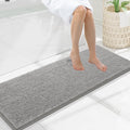Smiry Luxury Chenille Bathroom Rugs 47x17, Extra Soft and Absorbent Shaggy Bath Mat, Machine Washable, Non-Slip Plush Carpet Runner for Tub, Shower, and Floor, Home Decor Accessories, Light Grey