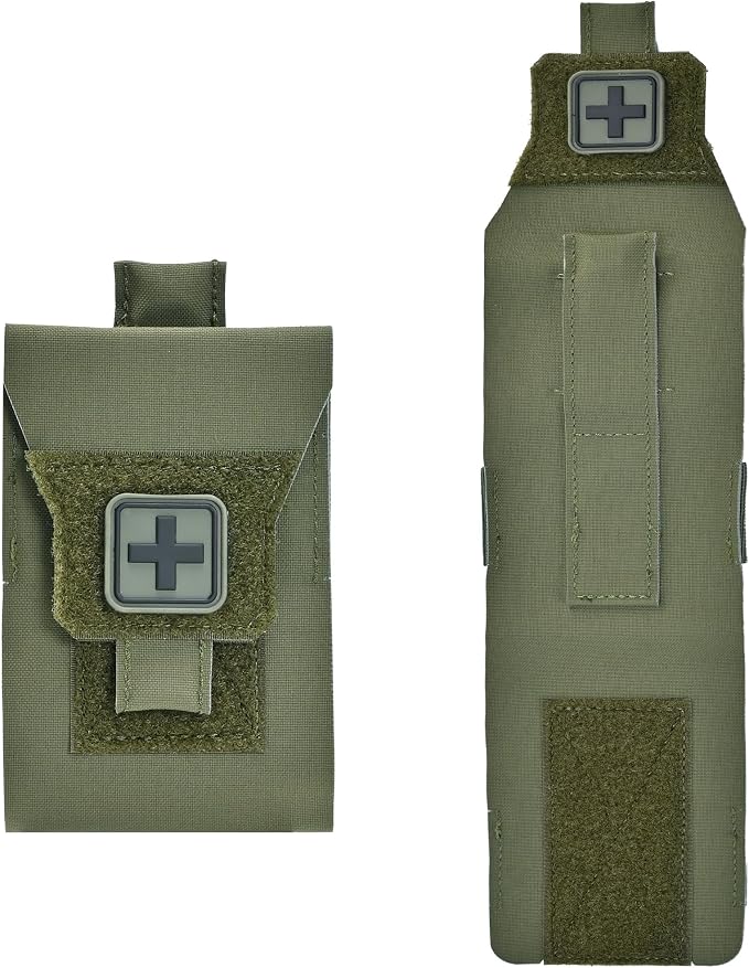 Mini IFAK Pouch, Compact Empty First Aid Organizer with Elastic Loops and Pull Tab, Portable EDC Micro Trauma Pouch for Pocket Backpack and Outdoor Carry