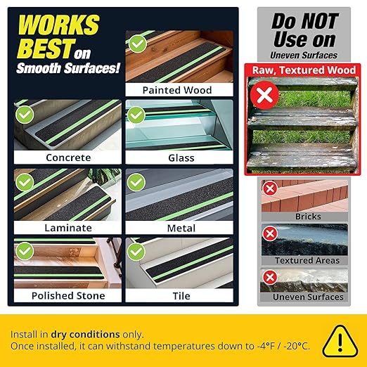 Glow in the Dark 24" x 4"-15-Pack Weather Resistant Outdoor Stair Treads 80-Grit