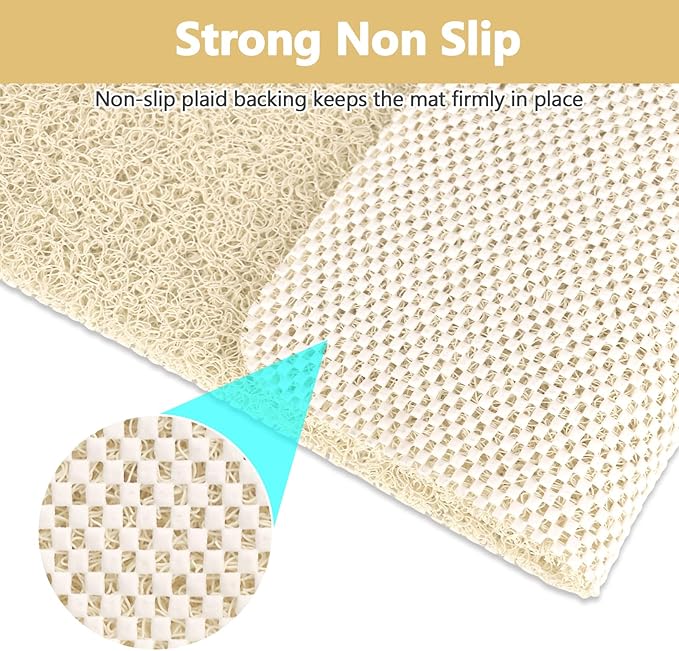 Shower Mat Non Slip: 31 x 31 Inch Extra Large Square Shower Mats with Drain Hole in Middle - Soft Loofah Quick Drying Matt for Shower Stall