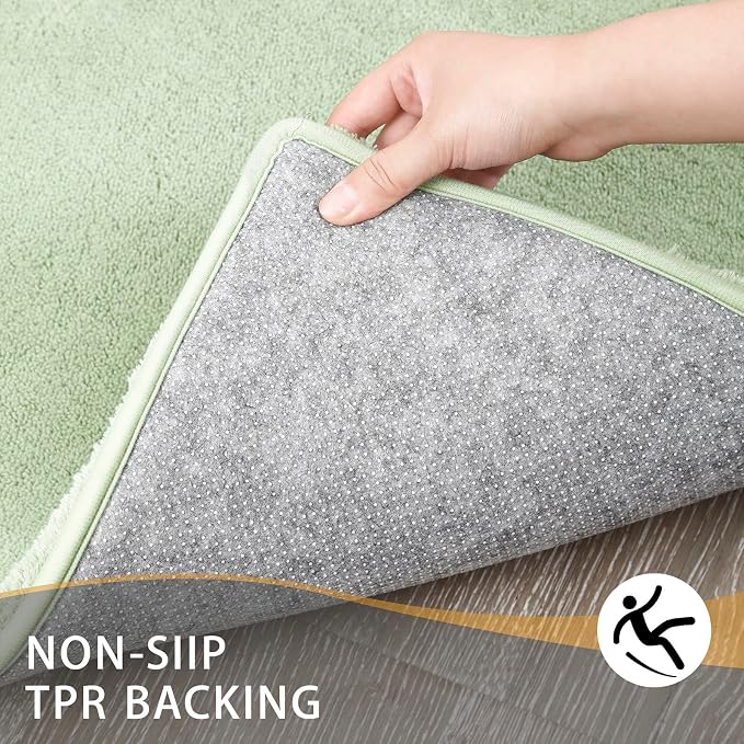 MINIDEAR Bathroom Rugs 47x17 Sage Green - Thick Memory Foam Bath Mat, Ultra Soft & Plush Fluffy, Non-Slip, Quick Dry, Absorbent Washable Floor Microfiber Mat for Tub, Home Decor Accessories