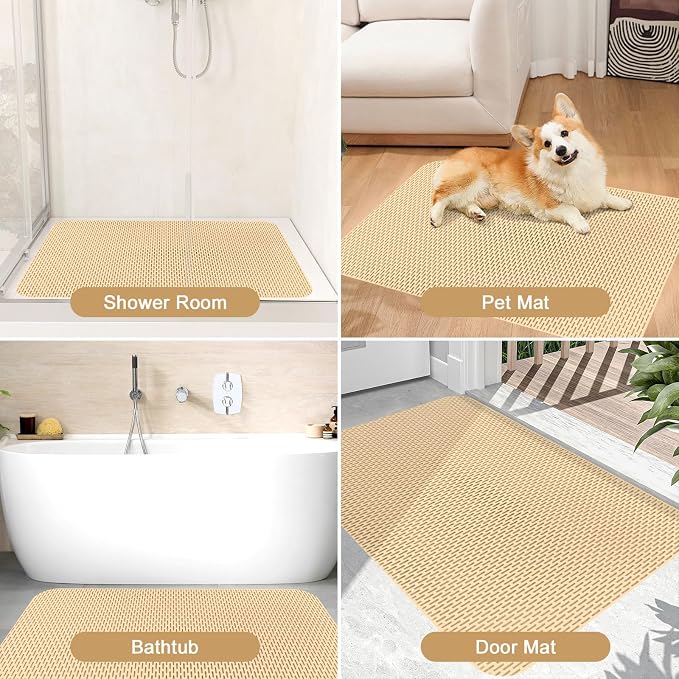 Non Slip Shower Mat: 35"x24" Extra Large Shower Mats for Inside Shower,Trimmable PVC Anti Slip Shower Stall Mats, No Odor, Quick Drying Shower Mats for Floor, Bathroom, Home, Kitchen, Hotel