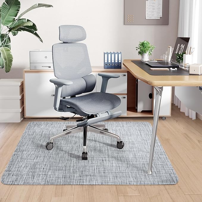 Sycoodeal Office Chair Mat for Hardwood & Tile Floor,Computer Gaming Chair Mat for Rolling Chairs Non-Curve, Anti-Slip, Heavy Duty Floor Protector for Home Office,Grey (40" x 48")