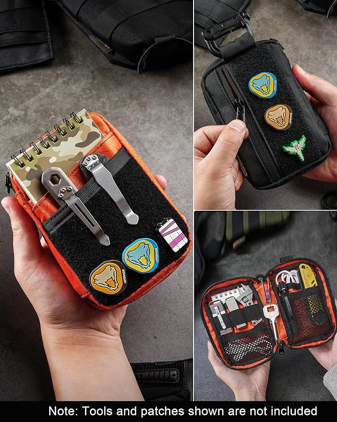 VIPERADE VE26 EDC Pouch Organizer with 11 Compartments, Small Tool Pouch with DIY Patches Area, EDC Pocket Organizer for Mutitools