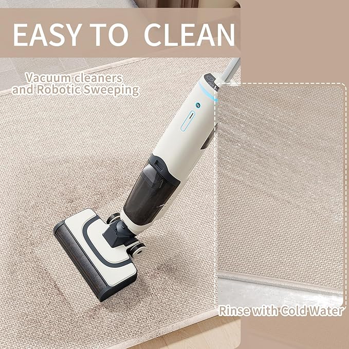 YDKGL Kitchen mats for Floor Water and Oil Absorbent Runner Rugs for Kitchen, Kitchen Mat in Front of Sink,Non-Slip Kitchen Rugs,Durable Imitation Linen Kitchen Rug Beige 17x30+17x59