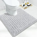 Yimobra Toilet Rug U Shaped Washable 24x24 Inch - Ultra Soft Absorbent Chenille Bath Rugs for Toilet, Quick Dry & Machine Washable, Non Slip Contour Bathroom Mat, Silver