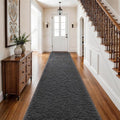 Ophanie Runner Rug for Hallway, 2.5x12 Washable Non-Slip Fluffy Soft Bedside Rugs, Bedroom Living Room Shaggy Carpet for Kids Girls Boys Dorm Nursery Home Decor Aesthetic, Grey