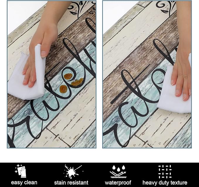 HEBE Anti Fatigue Kitchen Mat Set of 2 Non Slip Cushioned Kitchen Mats for Floor Waterproof Farmhouse Kitchen Rugs and Mats Set Comfort Standing Desk Mat Carpet for Sink,Office,Laundry