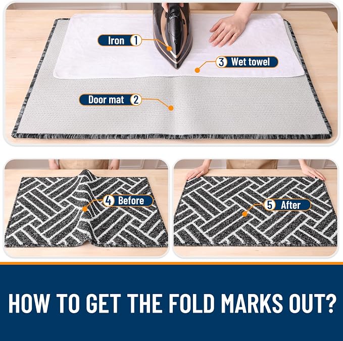 OLANLY Indoor Door Mat, 36x24 Inch, Dirt Resistant and Absorbent, Non-Slip Rubber Backing Floor Mats, Easy Clean Low-Profile Doormat for Entryway, Front Door, and Inside Entrance, Black