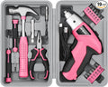 Hi-Spec Cordless Electric Screwdriver, Power Screw Driver Set with Pink Compact Tool Kit for Small Repair and Maintenance- Ideal Housewarming Gift,19 Piece