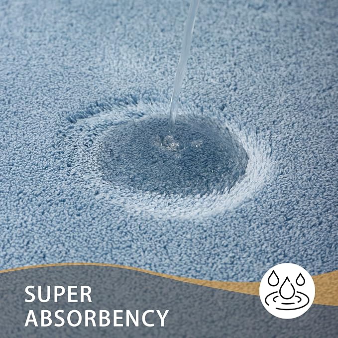MINIDEAR Toilet Rugs 24x20 - U Shaped Light Blue Thick Memory Foam Contour Rugs,Ultra Soft & Plush Fluffy, Non-Slip, Quick Dry, Absorbent Washable Floor Microfiber Mat for Home Decor Accessories