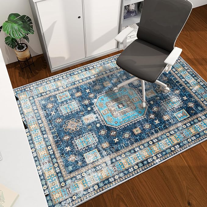 Office Chair Mat for Hardwood Floor, 60"x45" Easy Glide Computer Desk Mat Protector for Rolling Chair Under Desk Rug Nonslip Backing, Machine Wash, (Modern)