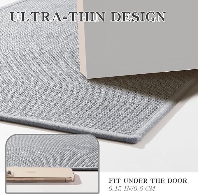chakme Bathroom Rugs Mat 59x25, Ultra Thin Non Slip Bath Mat Large Quick Dry Absorbent Bath Mat for Bathroom Floor, (Light Grey, 59"x25")