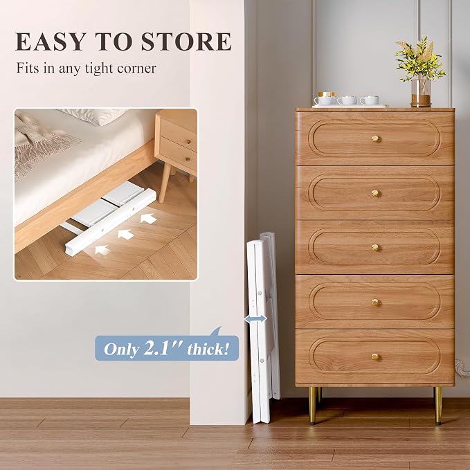 2 Step Ladder, Folding Step Stool with Wider Pedal, Anti-Slip Feet & Non Slip Stripes, Aluminum Sturdy Material, 300Lbs Capacity, Elegant Look of Modern White Better Matches Your Home