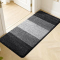 Kitinjoy Indoor Outdoor Door Mat, 50x30 Non-Slip Absorbent Dirt Trapper, Low-Profile Washable Inside Entrance Front Floor Mat, Sturdy Soft Entry Doormats for Entryway, Black