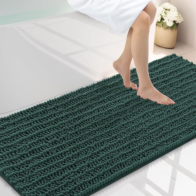 Smiry Bathroom Rugs Mat 59x20, Extra Soft Absorbent Chenille Bath Rugs, Non Slip Rubber Backing Machine Washable Quick Dry Bath Mats for Bathroom Floor, Tub, Shower, Home Decor Accessories, Green