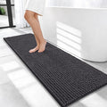 OLANLY Thick Bathroom Runner Rugs 47x17, Extra Soft Absorbent Chenille Bath Rugs, Rubber Backing, Machine Wash Dry, Long Bath Mats for Bathroom Floor, Tub and Shower, Home Decor Accessories, Dark Grey