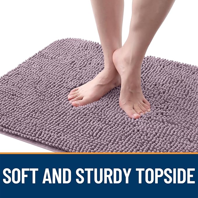 OLANLY Dog Door Mat for Muddy Paws 24x16, Absorbs Moisture and Dirt, Absorbent Non-Slip Washable Doormat, Quick Dry Chenille Mud Mat for Dogs, Entry Indoor Entryway Carpet for Inside Floor, Deep Plum