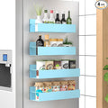 HuggieGems 4 Pack Magnetic Spice Storage Rack Organizer for Refrigerator and Oven, Blue Fridge Organizers and Storage