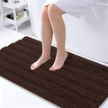 OLANLY Thick Large Bathroom Rugs 45x27, Extra Soft Absorbent Chenille Striped Bath Rugs, Rubber Backing, Machine Wash Dry, Bath Mats for Bathroom Floor, Tub and Shower, Home Decor Accessories, Brown