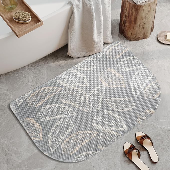 YDKGL Half Circle Bath Mat, Thin Bathroom Rugs Fit Under Door Quick Dry Non Slip Washable Bathroom Mat with Rubber Backing, Absorbent Half Round Shower Rug