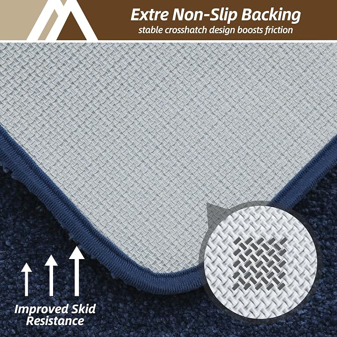 COSY HOMEER Bath Rugs for Bathroom Extra Thick- Anti-Slip Bath Mats Soft Plush Yarn Shaggy 100% Strong Mirco Polyeste Mat Living Room Bedroom Mat Floor Water Absorbent(Navy,20x32 - Inches)