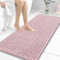 OLANLY Long Bathroom Rugs Runner 47x20, Thick Soft and Absorbent Chenille Bath Mat, Non-Slip, Machine Washable Quick Dry Bath Rugs for Tub Shower Floor, Home Decor Accessories, Dusty Rose