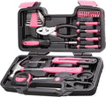 Cartman 39Piece Tool Set General Household Hand Tool Kit with Plastic Toolbox Storage Case Pink