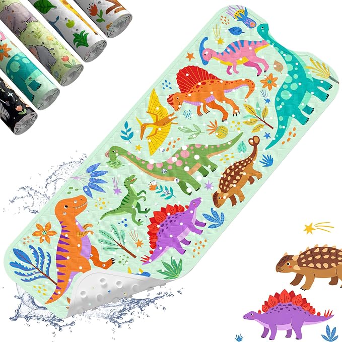 XIYUNTE Baby Bath Mat for Tub Non Slip Kids, BPA Free Extra Long Bathtub Mat 40x16 with Drain Holes and 200 Suction Cups, Non Toxic Machine Washable Toddler Bath Mat, Eco-Friendly Certified