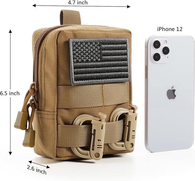 FRTKK 2 Pack Molle Pouches - Tactical Compact Water-Resistant EDC Pouch Bag Small Utility Pouch