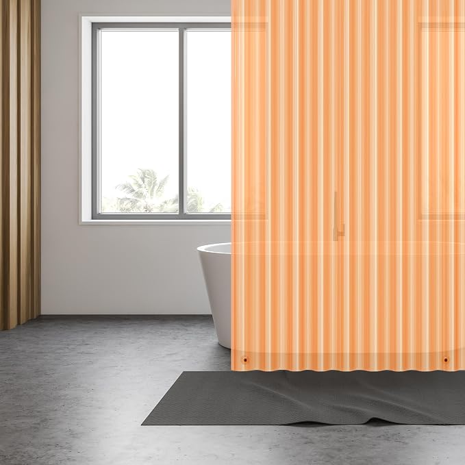 EHZNZIE Orange Shower Curtain Liner 72x72, PEVA Waterproof Bath Curtain, No Chemical Smell, 3 Weighted Magnets, Durable with Rustproof Metal Grommets