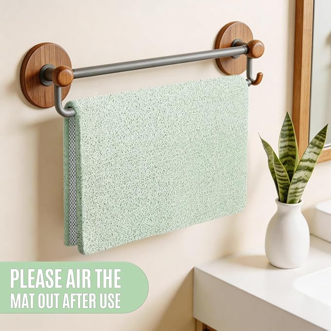 Joyhalo Shower Mat Bathtub Mat Non Slip, Bathmats Non Slip, Quick Drying Foot Scrubber Loofah Mats for Shower, Tub, Bathroom, Home, 32x24inch, Mint Green