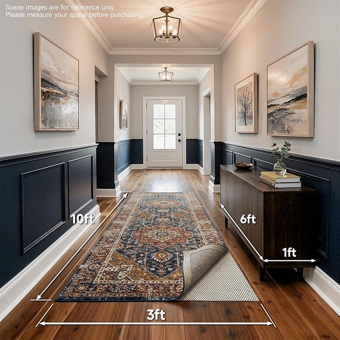 Veken 3x10 Ft Rug Pad Gripper for Hardwood Floors, Non Slip Rug Pads for Area Rugs, Thick Rug Grippers for Tile Floors, Under Carpet Anti Skid Mat, Keep Your Rugs Safe and in Place