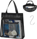 F-color Mesh Shower Caddy Portable Hanging - 3 Pockets Small Shower Bag Tote with Zipper Closure for Camping, Gym Lockers, Travel, Toiletry, Quick Dry Bathroom Essentials with S Hook, Black