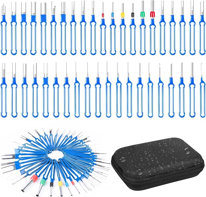 Terminal Removal Tool Kit 41 Pcs Depinning Tool Electrical Connector Pin Removal Tool Kit Pin Extractor Tool Set Wire Terminal Release Tool for Automotive Car Household Devices - Blue
