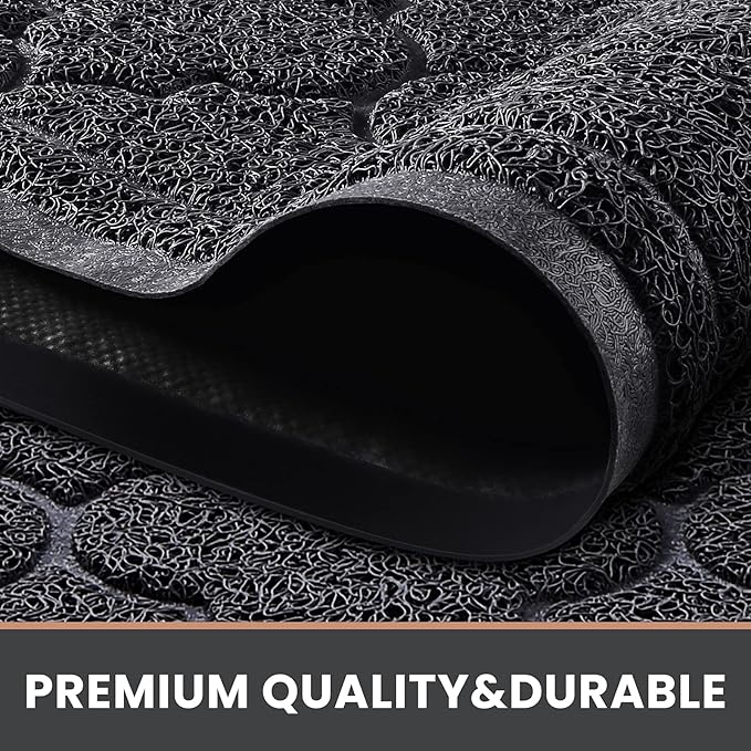 LuxStep Door Mat Large Indoor Outdoor Doormat, Non-Slip Low-Profile Design Floor Mat, Durable Trap Dirt and Dust Front Door Welcome Mat for Entryway,Patio,Garage,High Traffic Areas,(Black, 17"x30")