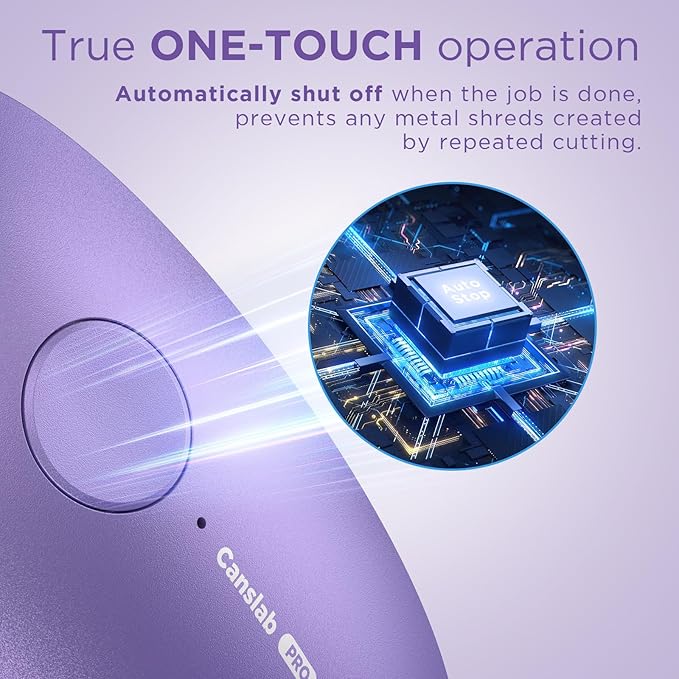Canslab Ultrablade PRO Auto Stop USB Rechargeable Can Opener for Kitchen for Seniors with Arthritis, Long Battery Life, Handfree One Touch, Side Cut for Smooth Edge, Wall Mounted Small Size, Lilac
