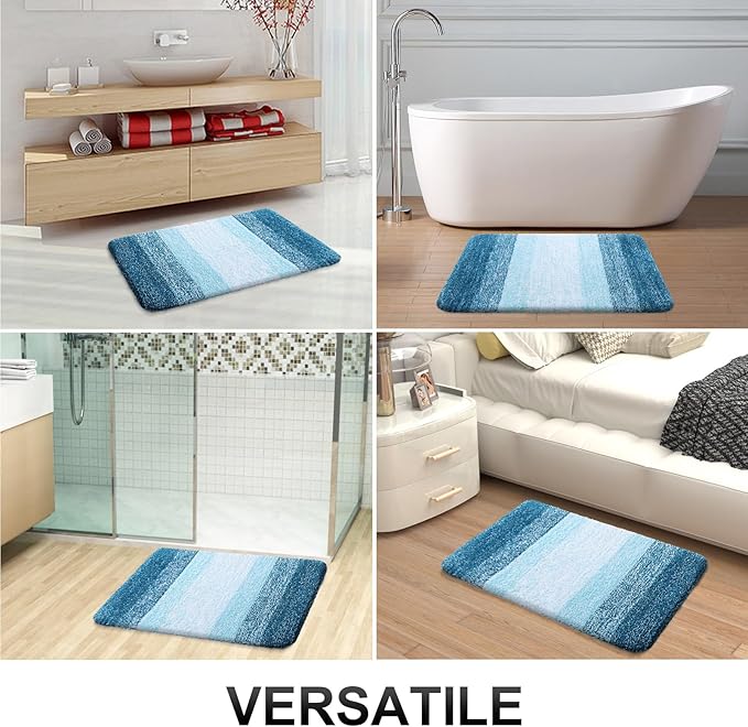 OLANLY Bathroom Runner Rugs Mat 47x17, Extra Soft Absorbent Microfiber Bath Rugs, Rubber Backing, Quick Dry, Washable Long Bath Mats for Bathroom, Tub and Shower, Home Decor Accessories, Peacock Blue
