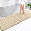 OLANLY Memory Foam Long Bathroom Rugs Runner 70x24, Super Soft Absorbent Bath Mat, Quick Dry, Machine Washable Shower Floor Rugs, Bathmat Carpet, Bathroom Home Decor Accessories, Beige