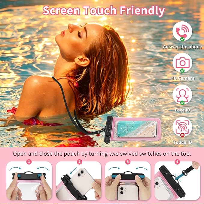Mesh Shower Caddy Portable for College Dorm Room Essentials, Hanging Shower Caddy with Waterproof Phone Pouch, Large Capacity Shower Bag Basket Tote for Bathroom, Gym, Camping, Swimming, Beach, Pink