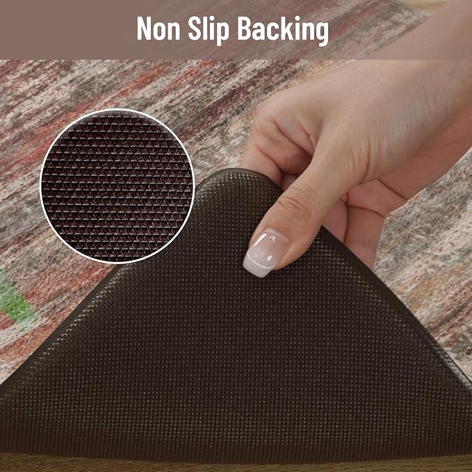 KIMODE Kitchen Mats Cushioned Anti Fatigue, Half Moon Abstract Kitchen Rugs Sets of 2, Farmhouse Padded Kitchen Floor Mats Non Slip, Ergonomic Standing Desk Mats for Sink Laundry Office Brown 18"x28"
